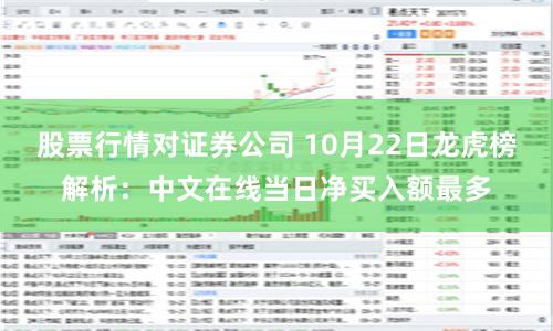 股票行情对证券公司 10月22日龙虎榜解析：中文在线当日净买入额最多